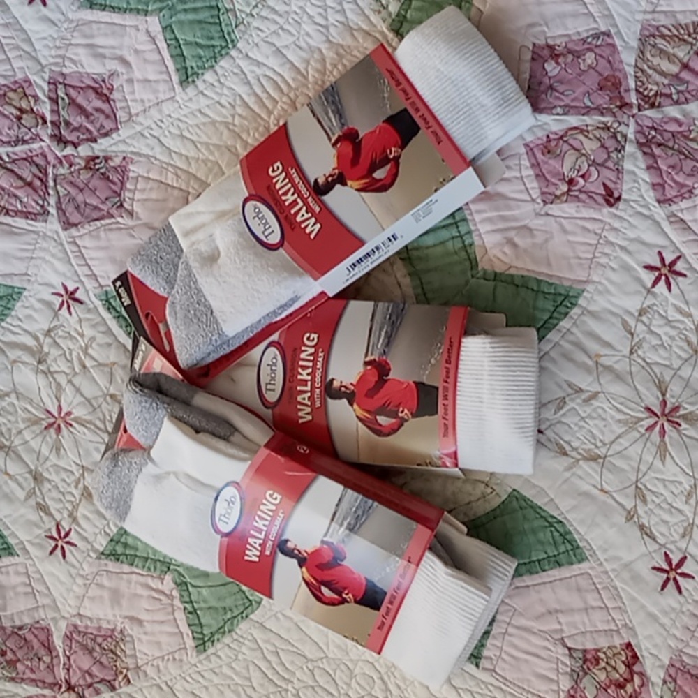 Thorlos Men's Thin Cushion Walking Socks With Coolmax Size L Crew Lot of 3 Pairs